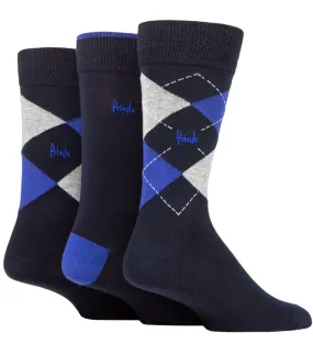 3 Pair Pringle Black Label Mens Bamboo Argyle Socks