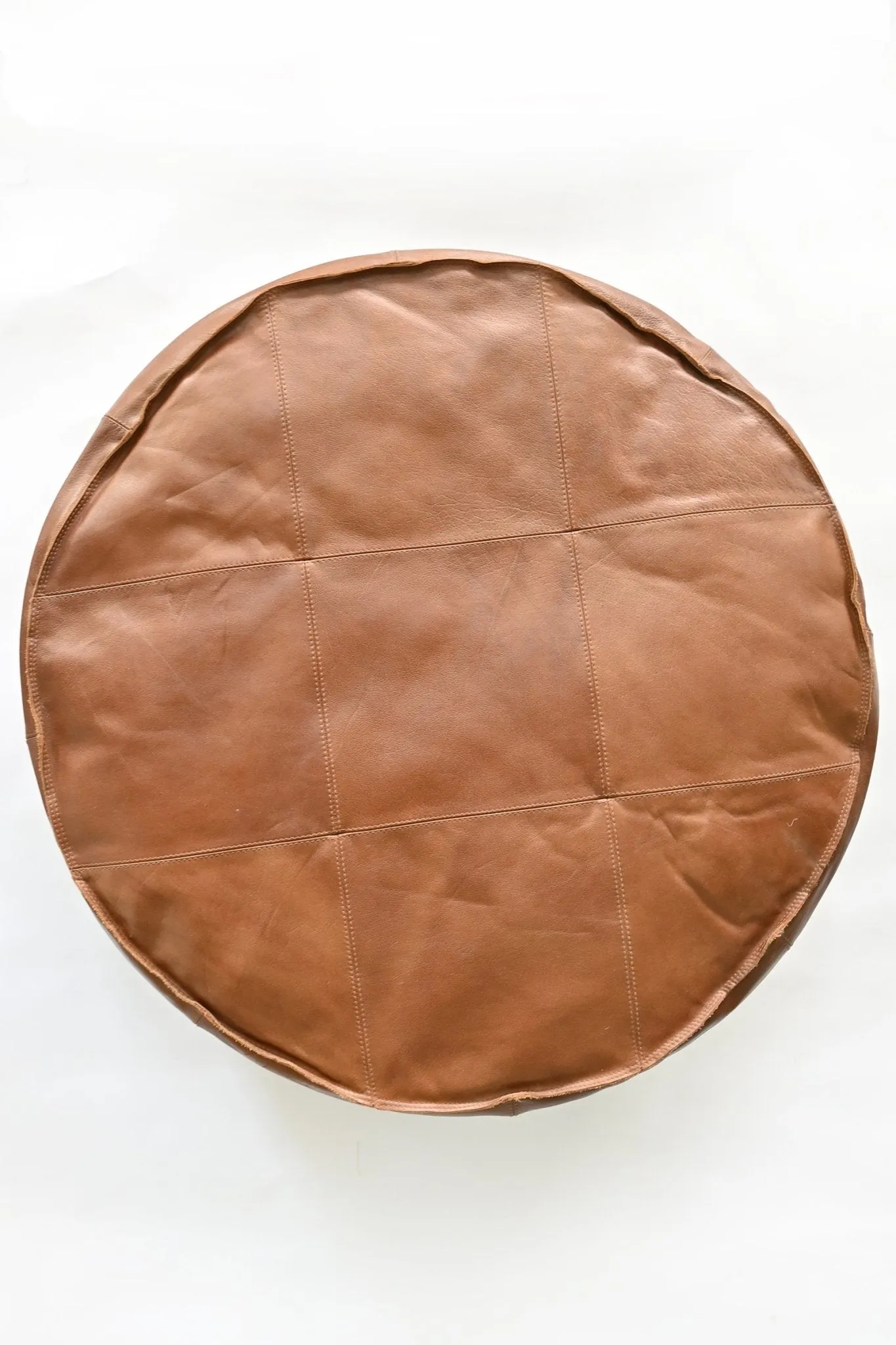 ALASKA- CIRCULAR LEATHER POUF