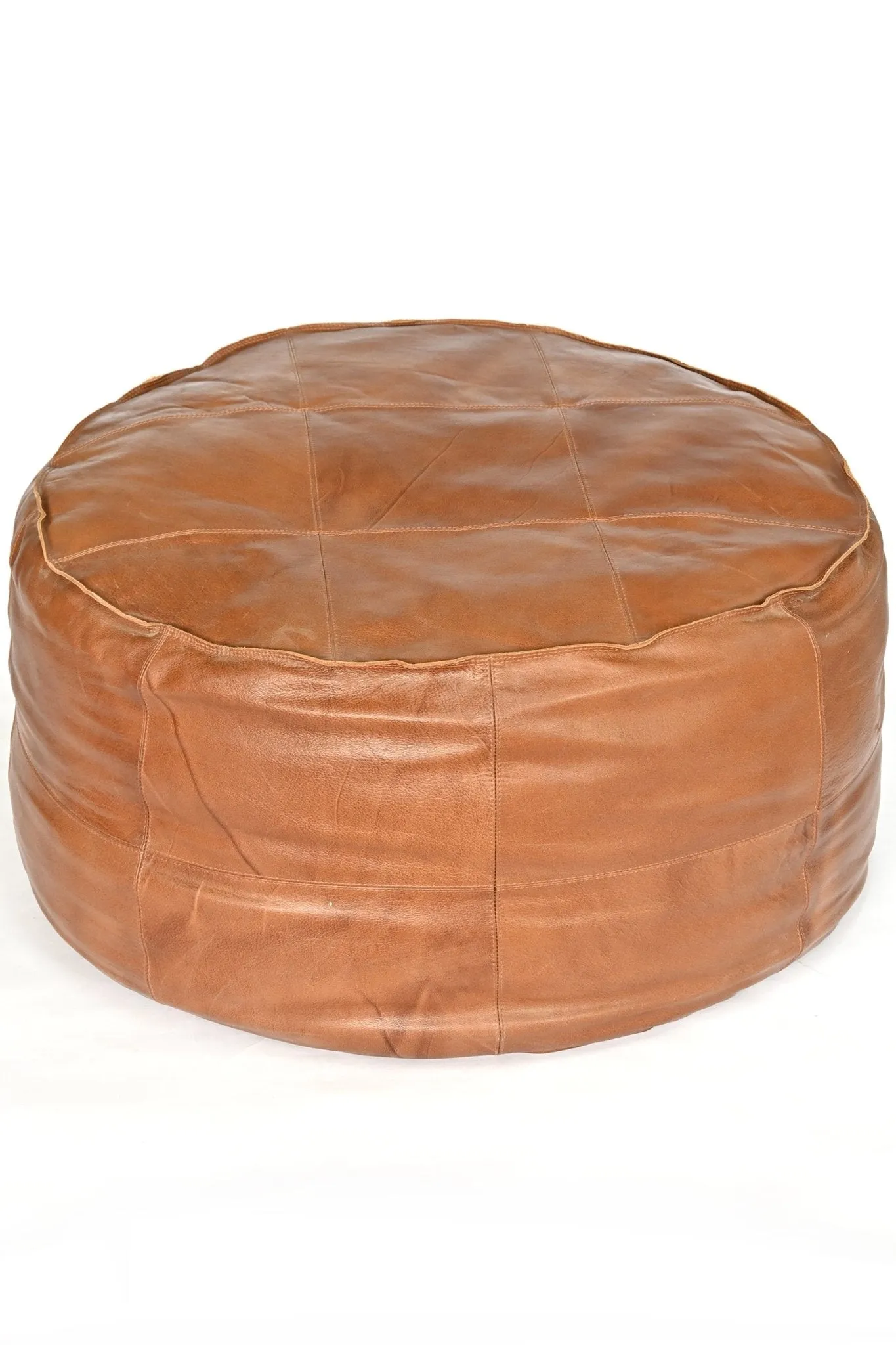 ALASKA- CIRCULAR LEATHER POUF