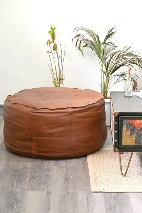 ALASKA- CIRCULAR LEATHER POUF