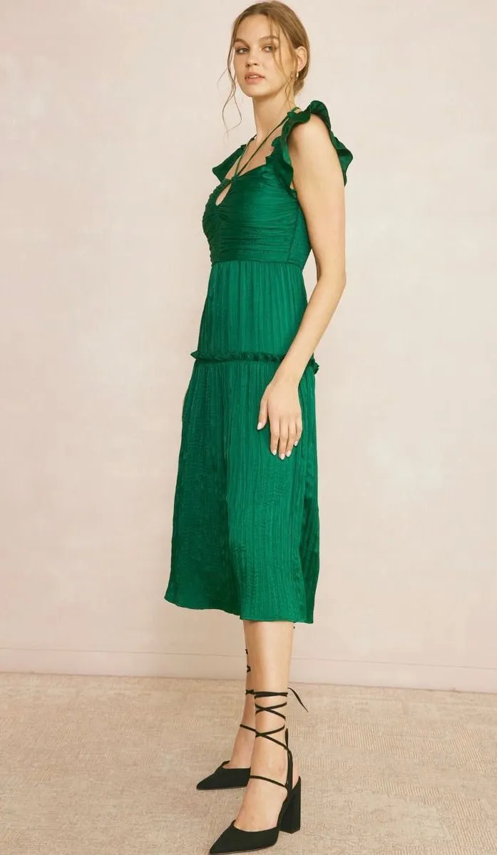 Allure Satin Dress Hunter Green