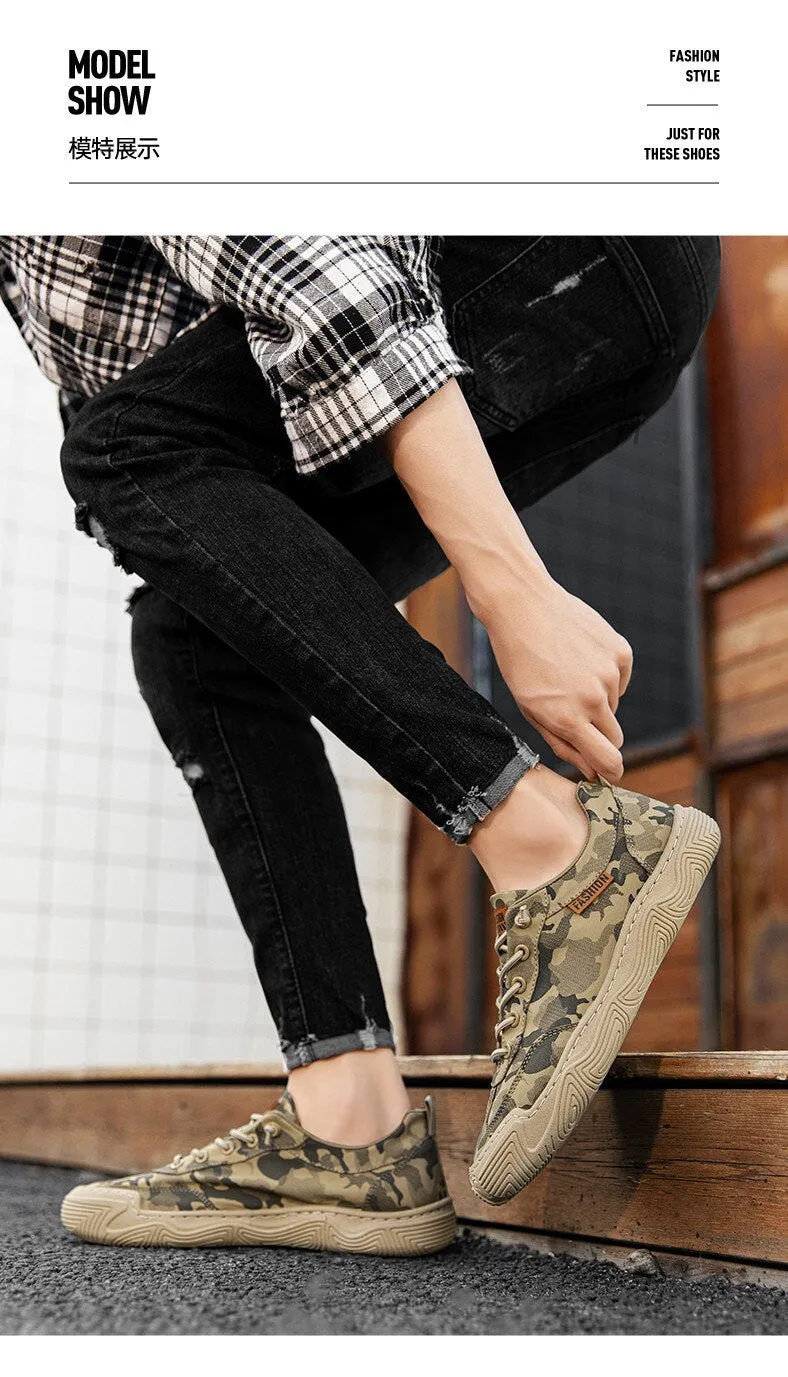 binfenxie Hot Sale Fashion Camouflage Casual Shoes Men Sneakers Flats Breathable Summer Shoes Men Outdoor Walking Non-slip Loafers Shoes