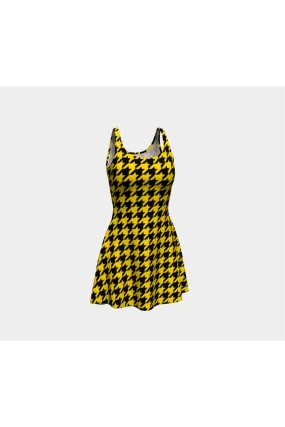 Black and Gold Hounds-tooth Flare Dress