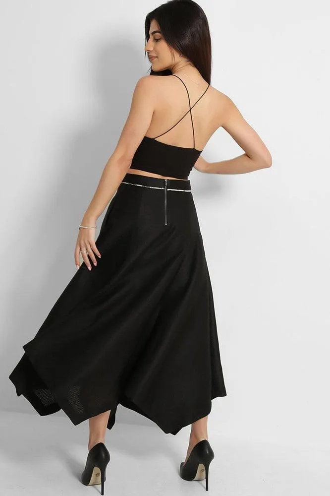 Black Textured Handkerchief A-Line Skirt