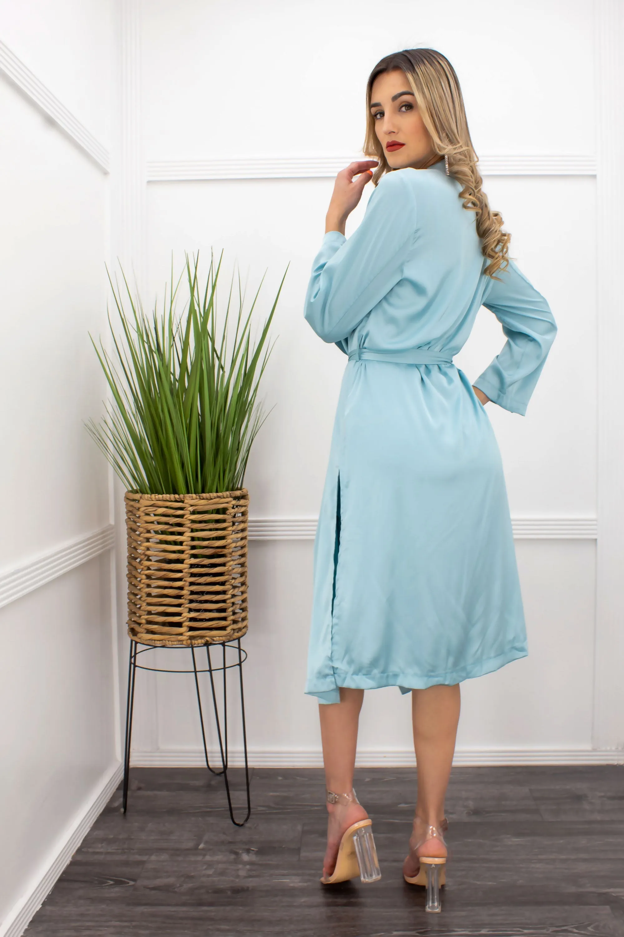 Blue Cardigan Mini Dress Set