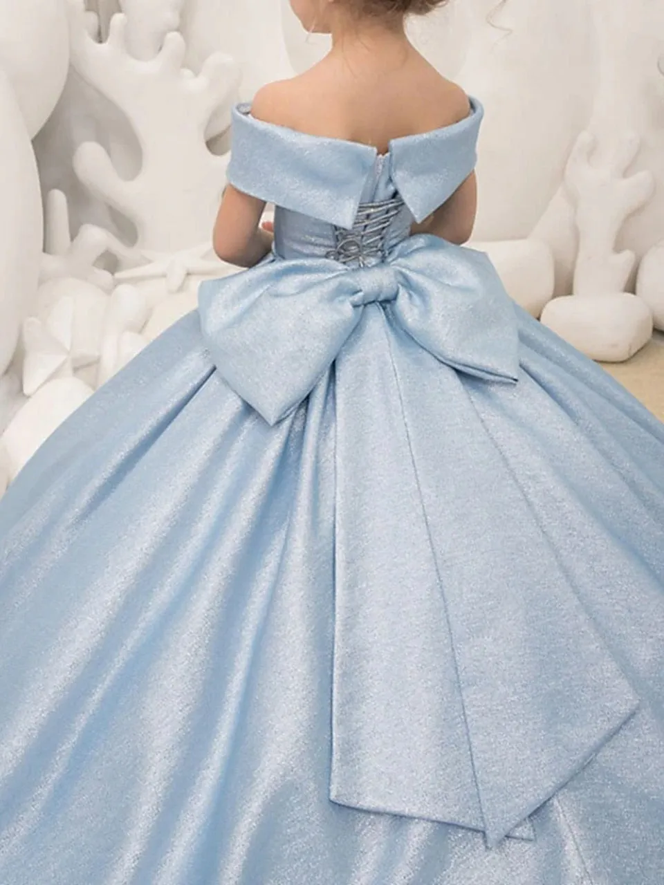 Blue Elegant Princess Satin Ball Gown