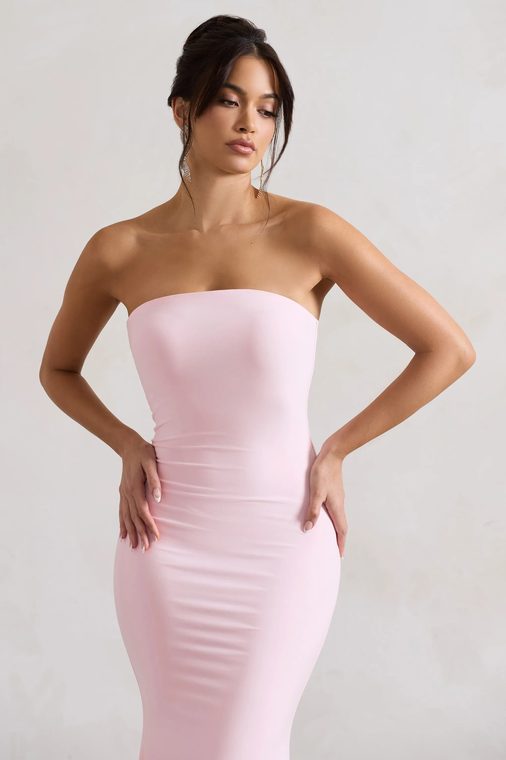 Ceremony | Pink Bandeau Fishtail Maxi Dress