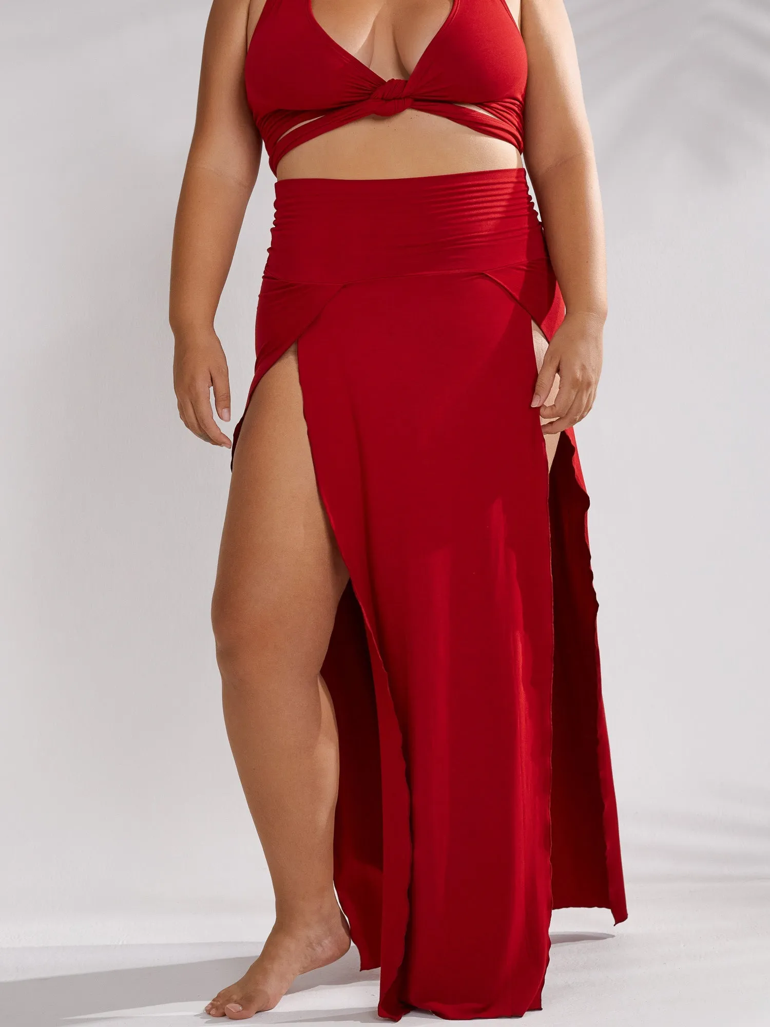 Cleopatra Slit Skirt - Crimson Red