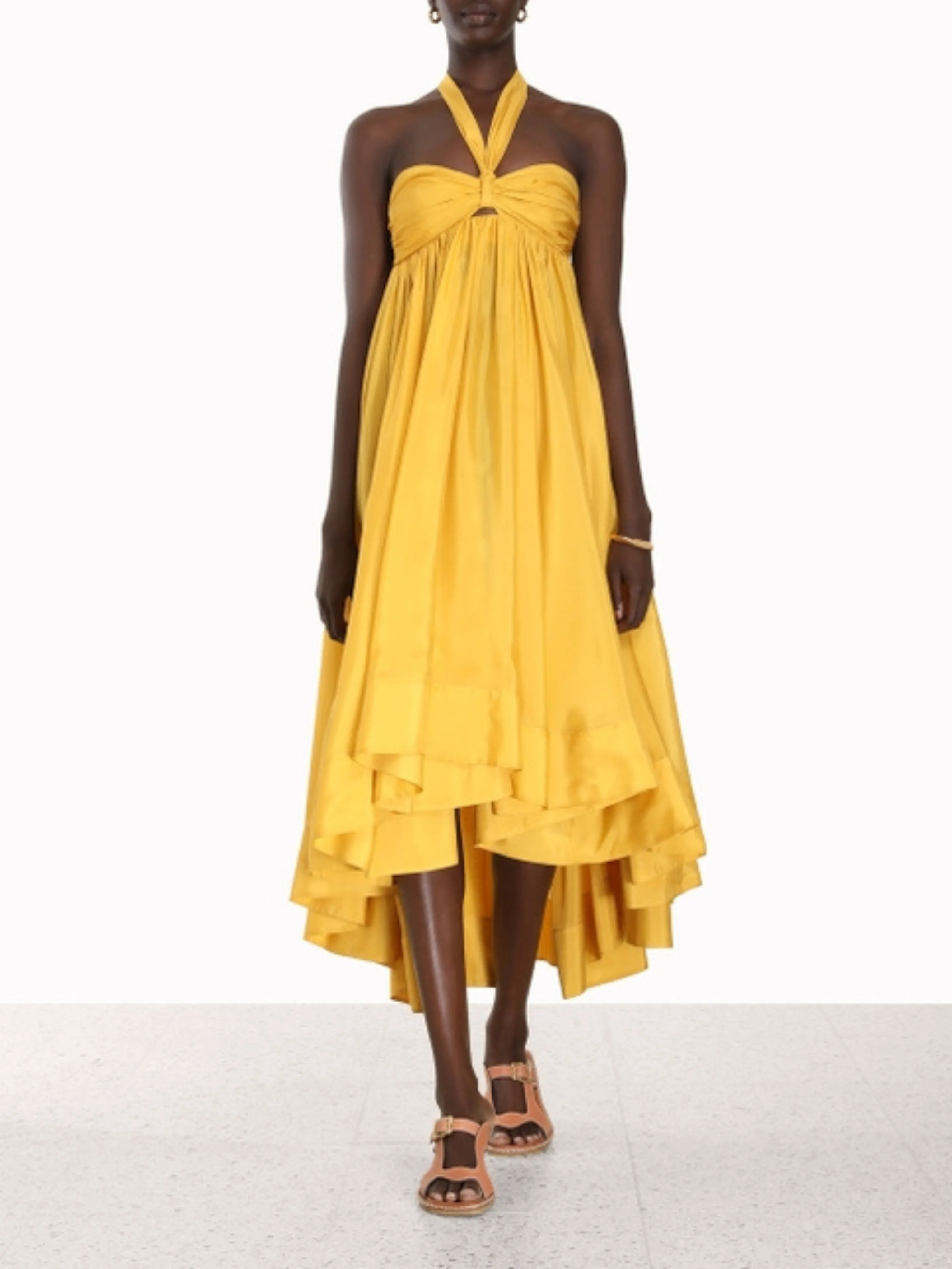 Devi Halter Max Dress in Yellow