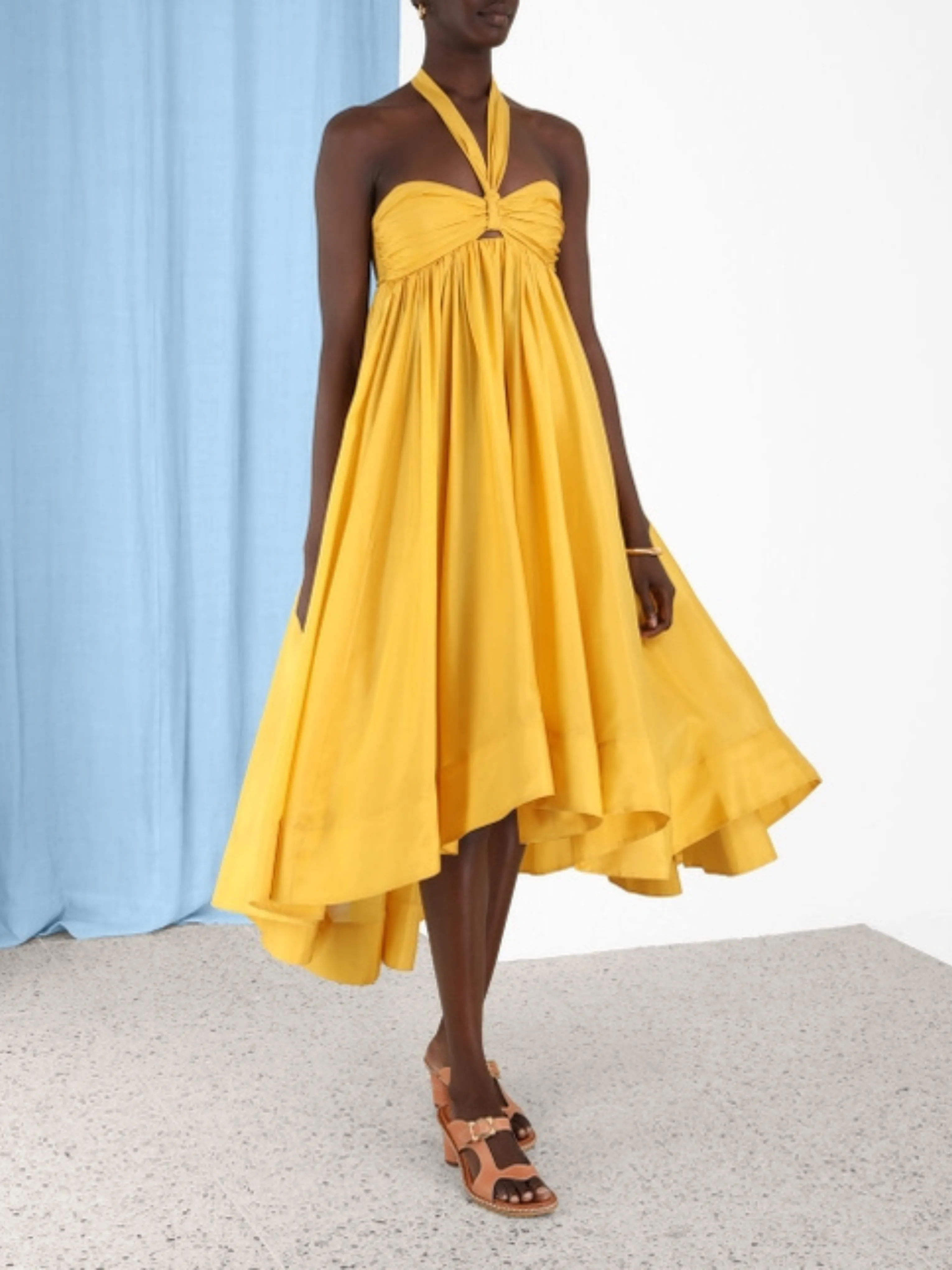 Devi Halter Max Dress in Yellow