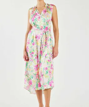 Floral Print Sleeveless Midi Dress - Pink Multi Floral