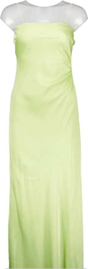 FOREVER NEW Green Avery Satin Strapless Dress UK 8