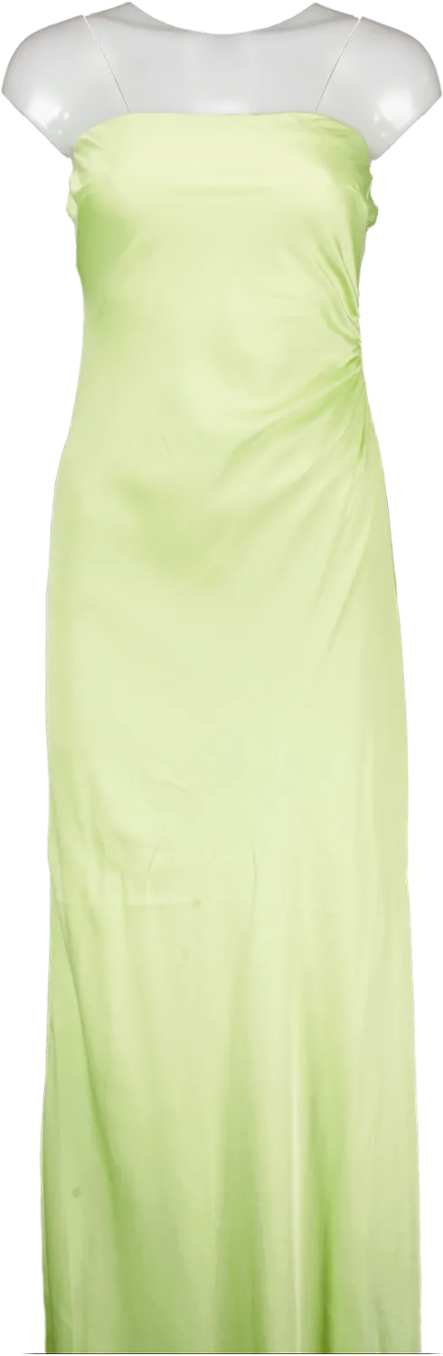 FOREVER NEW Green Avery Satin Strapless Dress UK 8