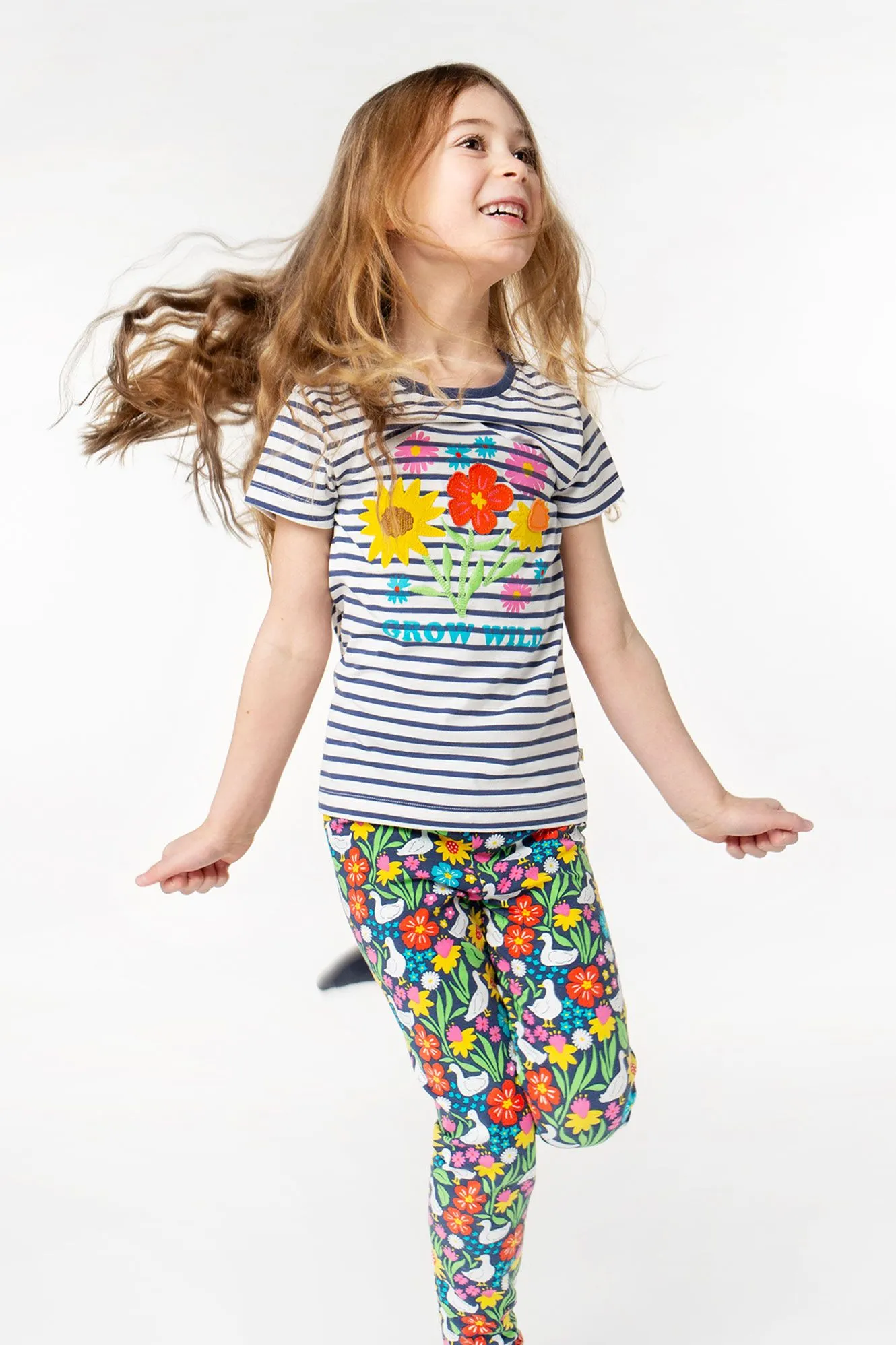 Frugi Springtime Ducks Navy 2-Pack Libby Printed Leggings