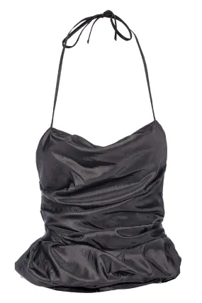 Hailee Black Draped Halter Top