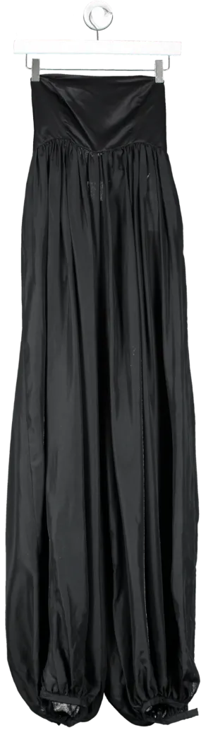 Kalita Black Solstice Strapless Cotton And Silk Blend Sateen And Habotai Bow-back Jumpsuit UK M