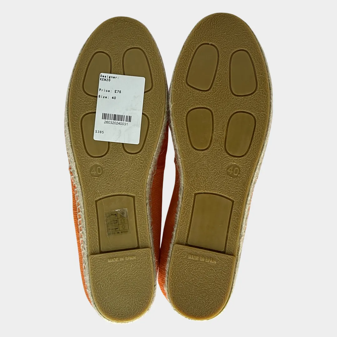 Kenzo women's orange canvas/raffia espadrilles