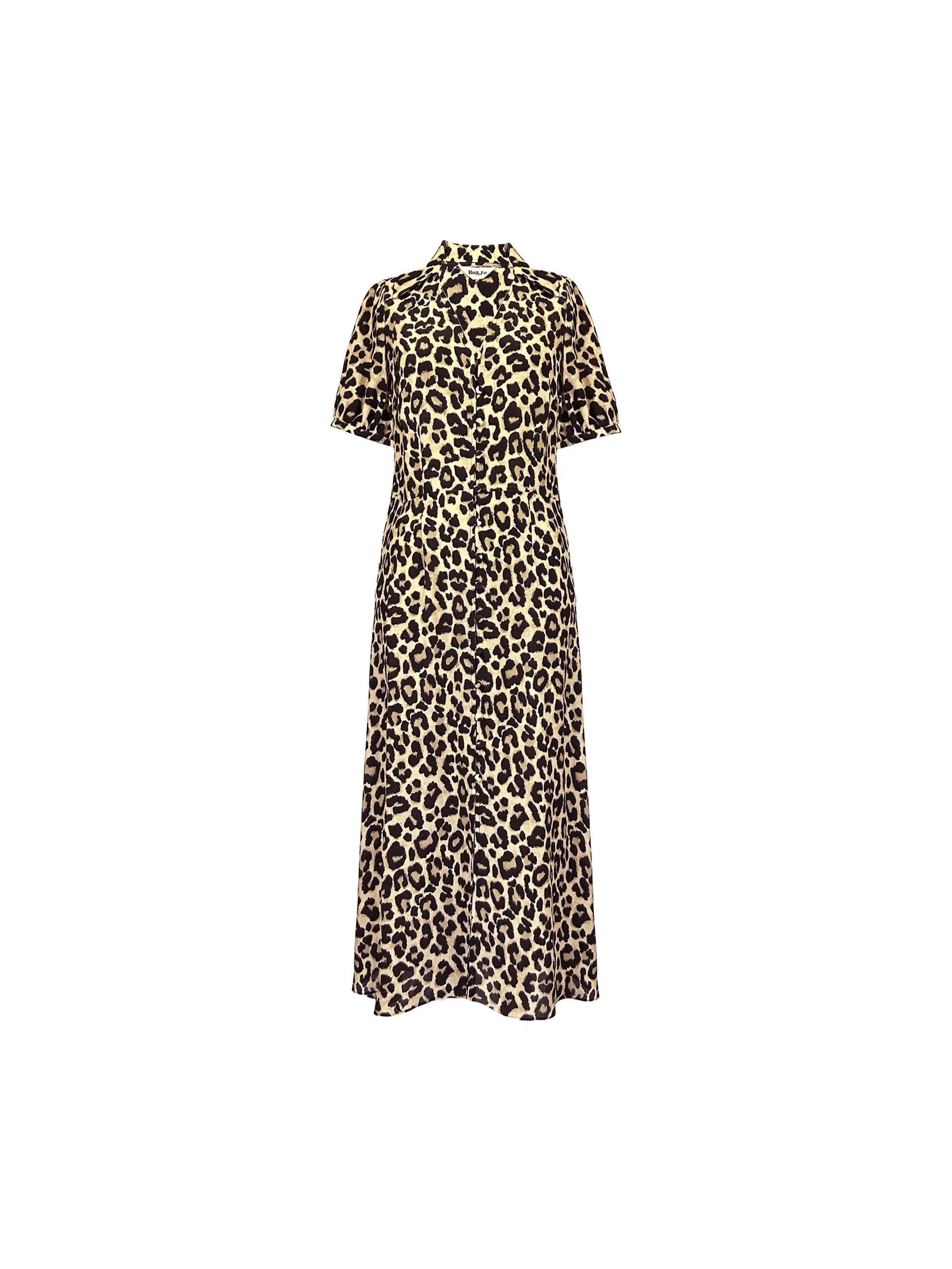 Leopard Print Button Through Shirt Dress