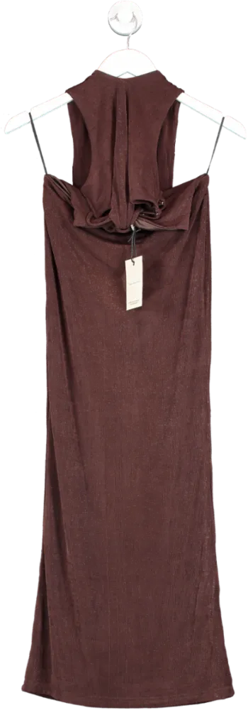 Mars the Label Brown The Halter Knot Cut Out Maxi Dress UK 6