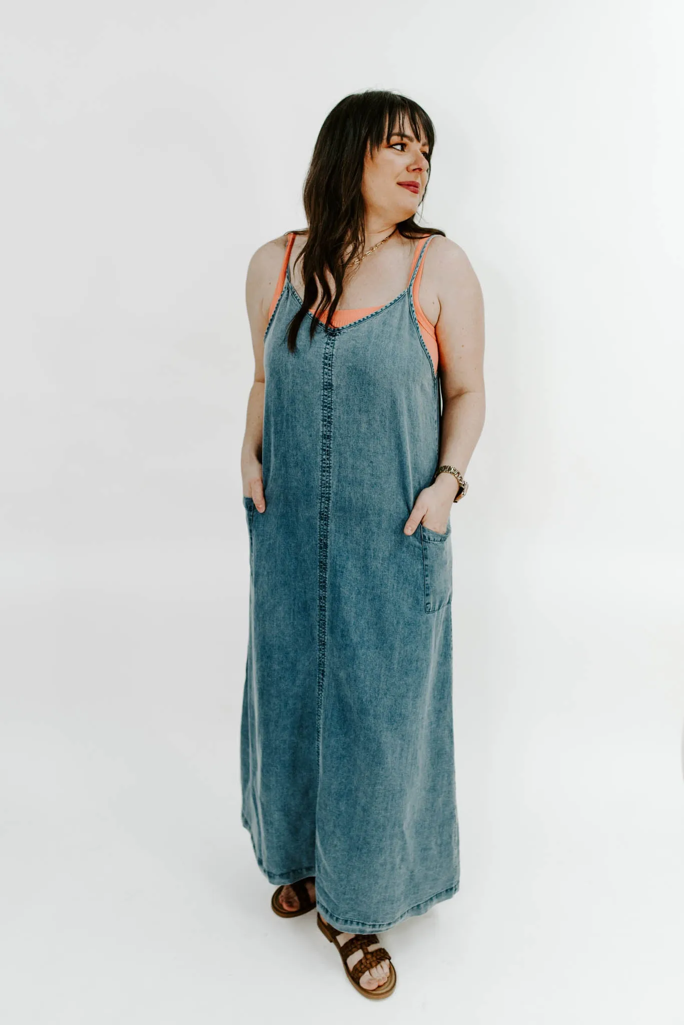 Meet You There Lightweight Denim Maxi Dress