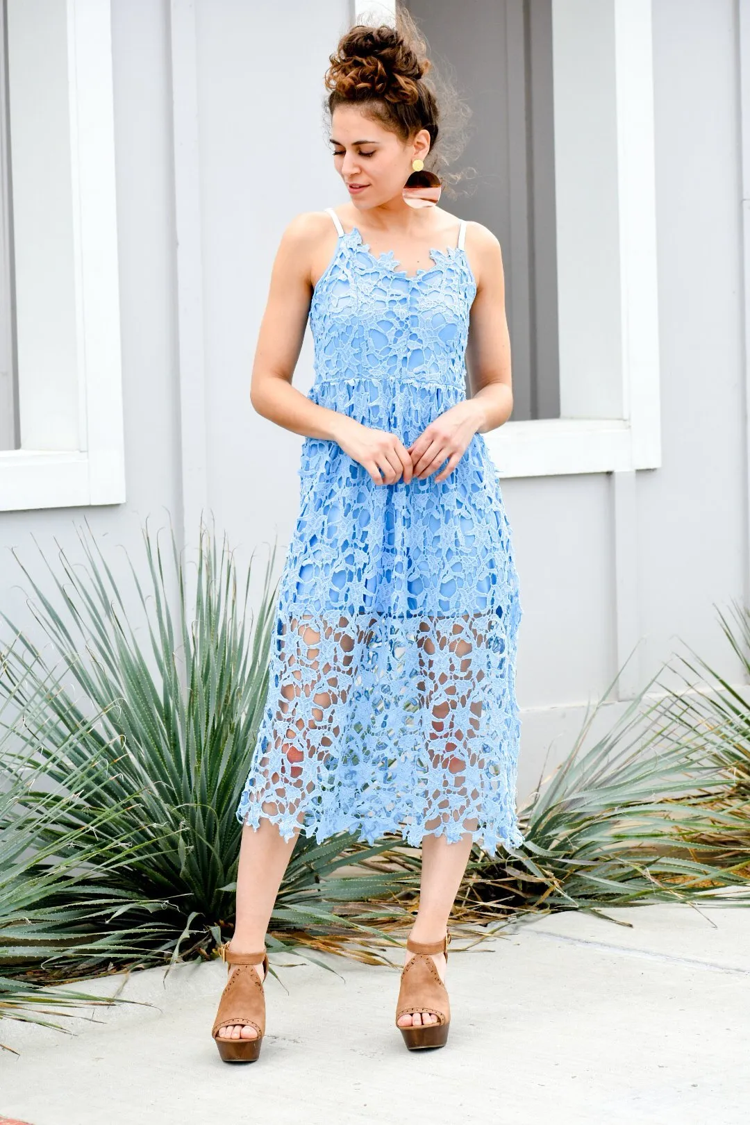 My Heart Will Sing Light Blue Midi Dress