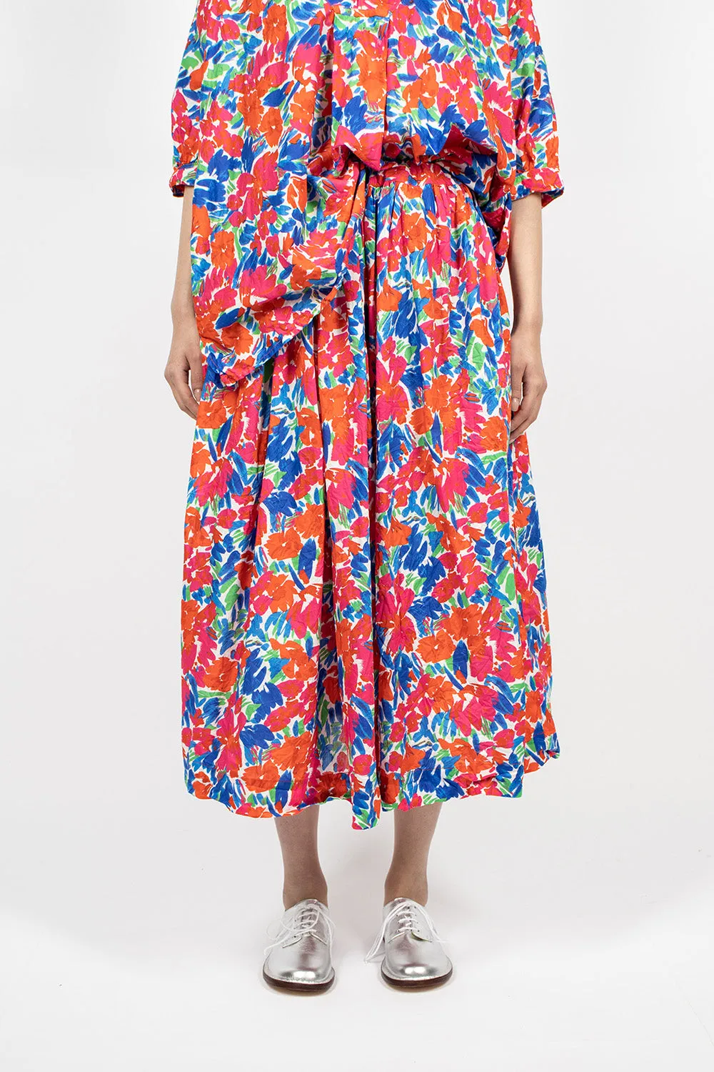 Nastro Flower Print Skirt Red/Blue