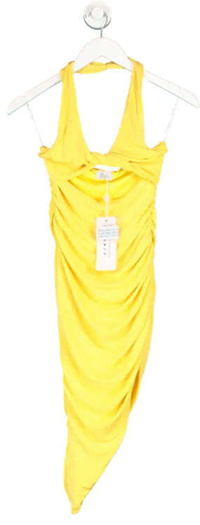 Oh Polly Zoya Halter Neck Draped Midi Dress In Yellow UK 8