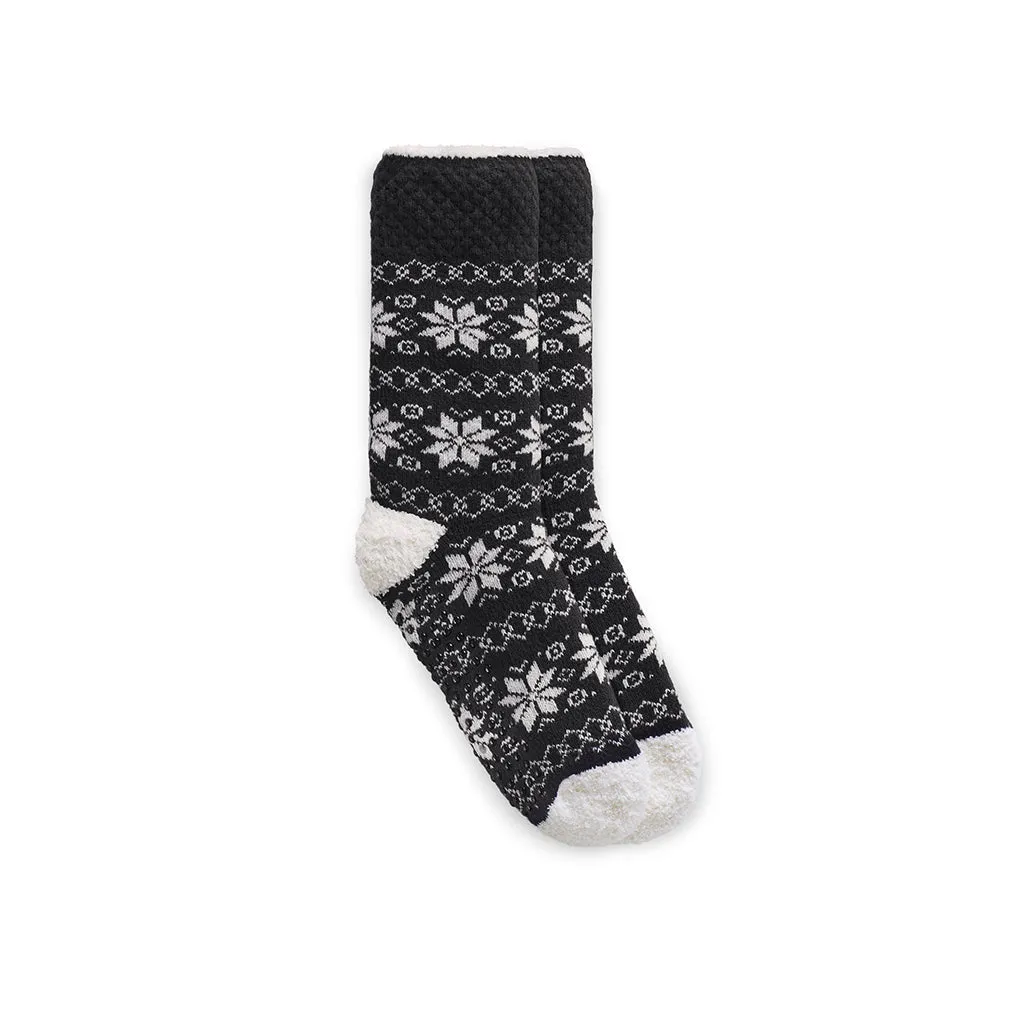 Popcorn Snowflake Cozy Lined Lounge Crew Sock