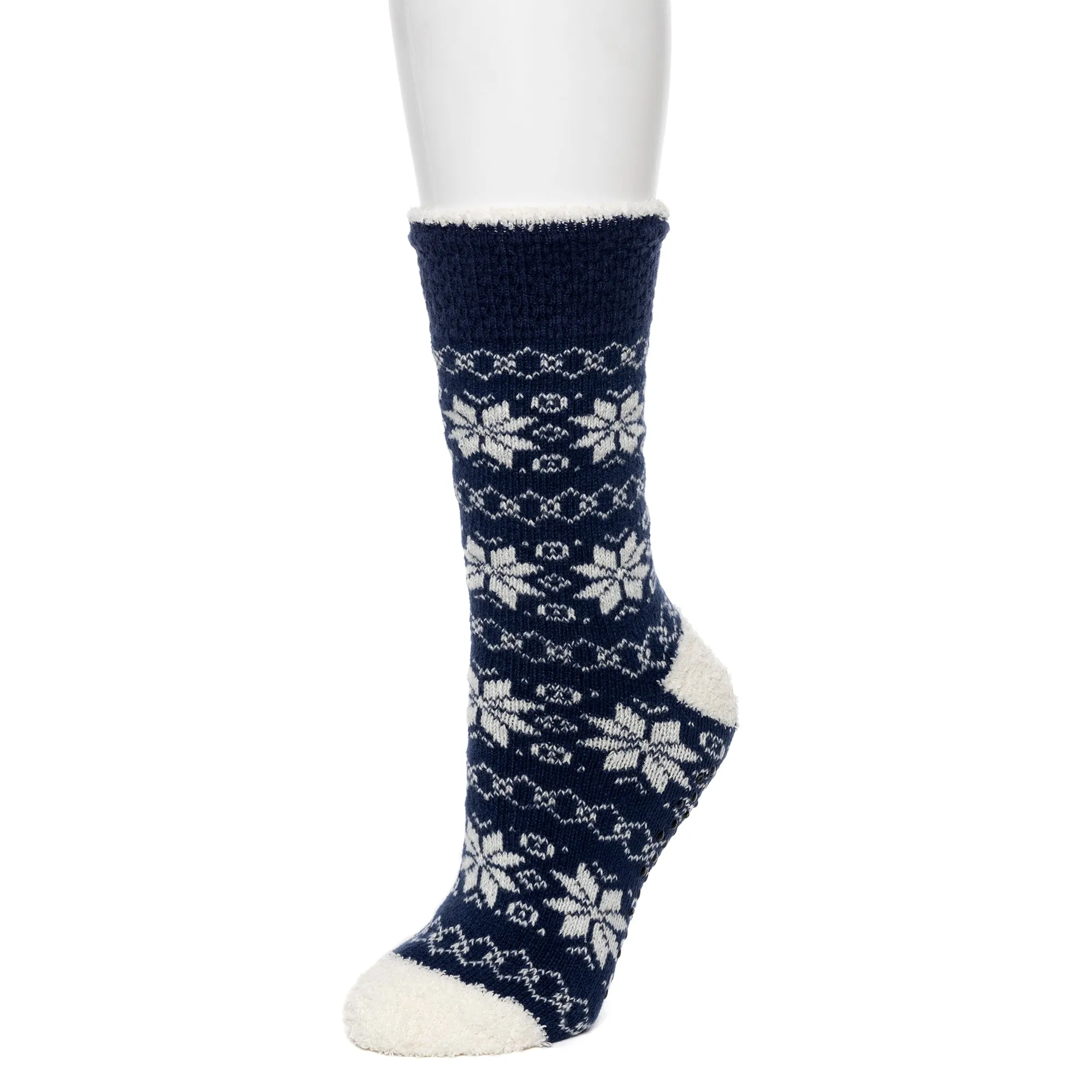 Popcorn Snowflake Cozy Lined Lounge Crew Sock