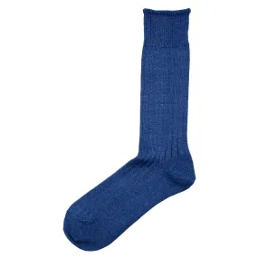 RoToTo - Linen Cotton Rib Socks - Medium Blue