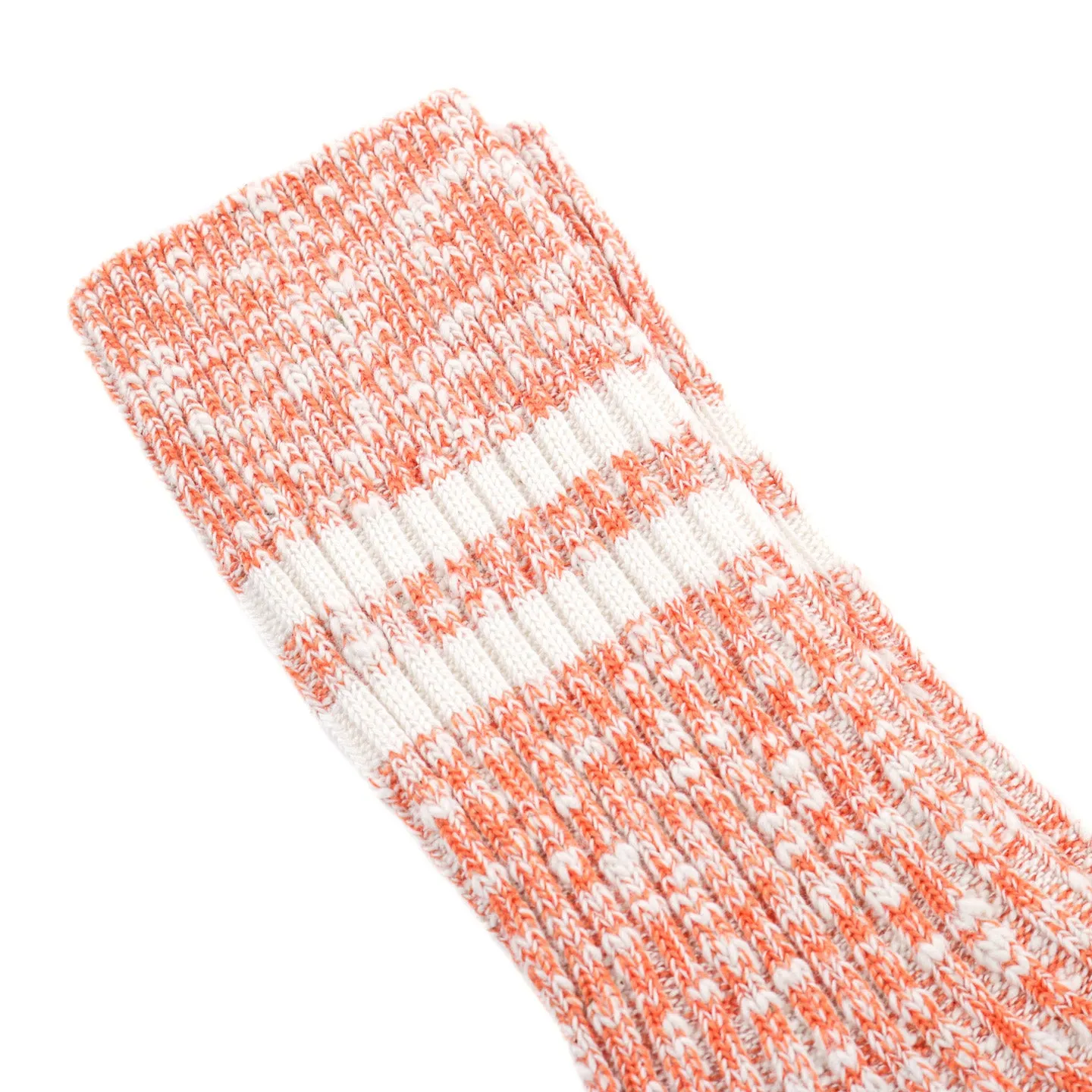 ROTOTO ORGANIC COTTON SLUB STRIPE SOCKS ORANGE