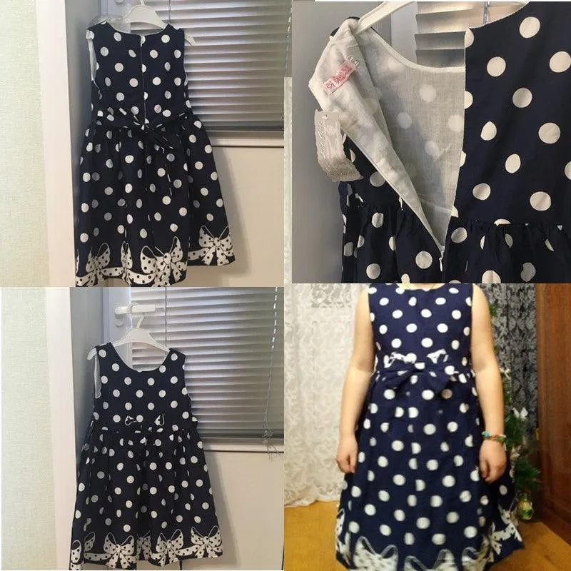 Sleeveless Polka Dots Girls Dresses