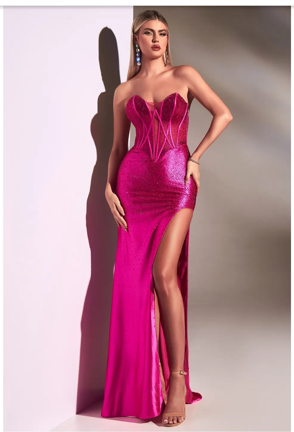 STRAPLESS CORSET GOWN WITH HOT STONES