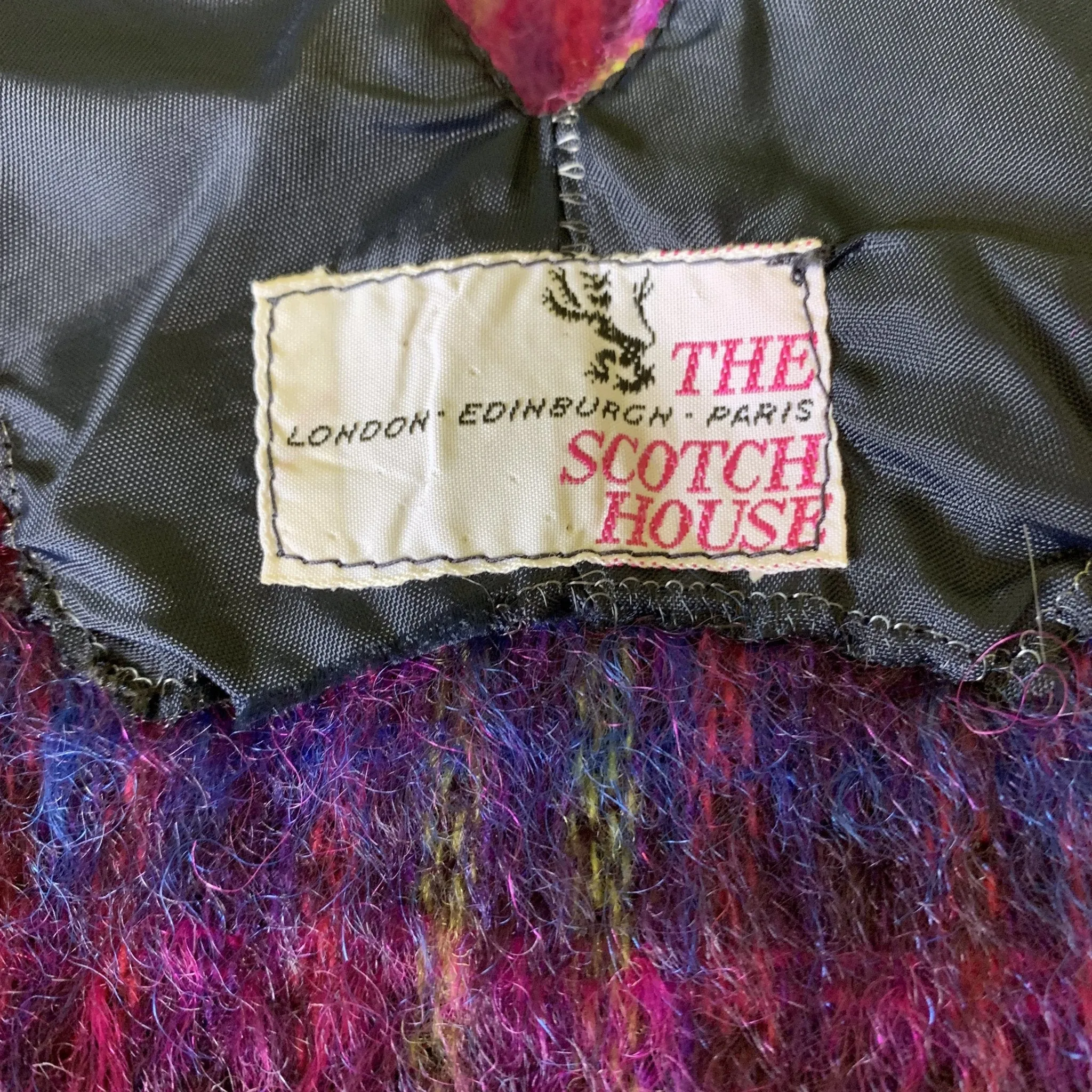 Vintage Pink Plaid Mohair Wool Poncho Vest. Perfect for Fall and Winter Fashion Accessory.