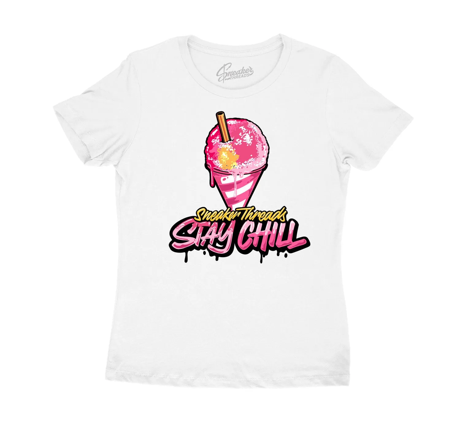 Womens Ice Cream 12 Shirt - Stay Chill - White