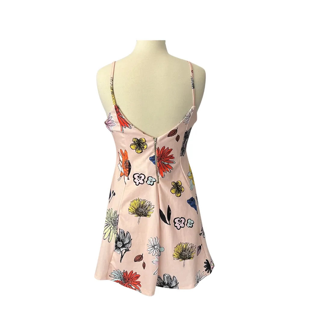 ZARA Pink Floral Printed Sleeveless Short Dress | Brand New |